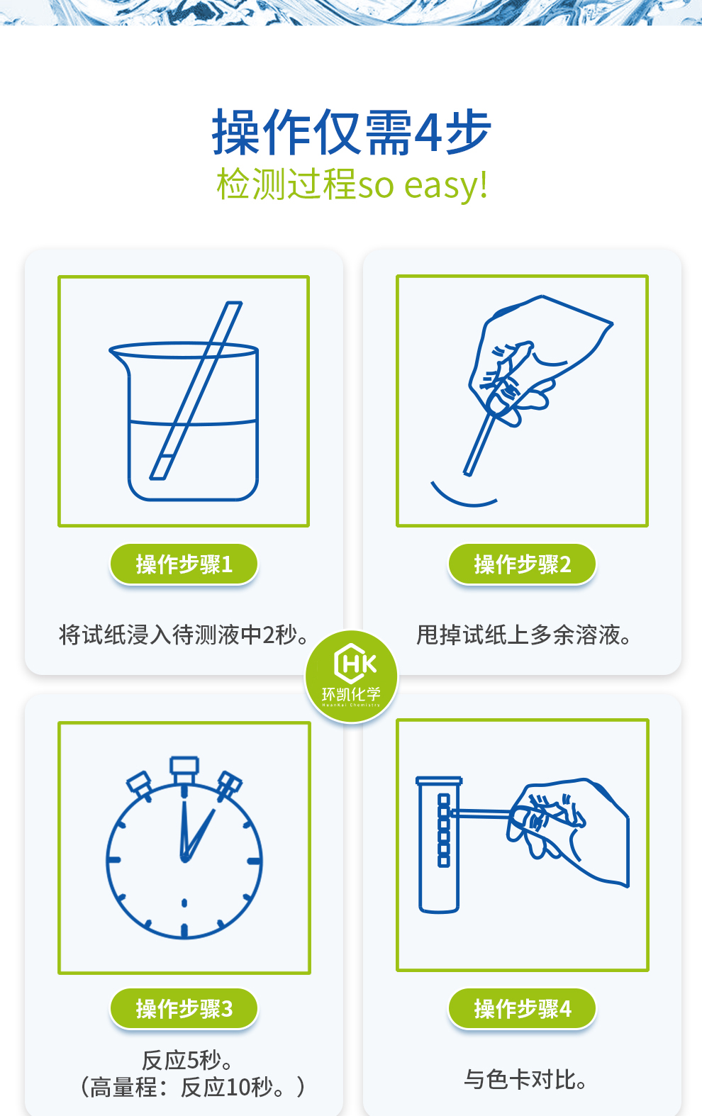 有效氯測定試紙(20-2000mg/L)操作步驟 有效氯測定試紙(20-2000mg/L)操作步驟
